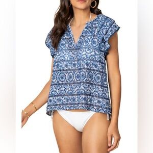 SHOSHANNA Printed Flutter Sleeve Top